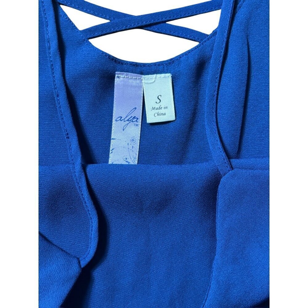 Alya Women's Royal Blue Thin Strap Short Top - Picture 4 of 6